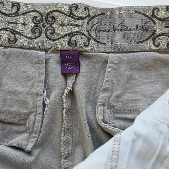 Gloria Vanderbilt Charlene Khaki Chinos 18W avg flat front high rise straight - Picture 8 of 15